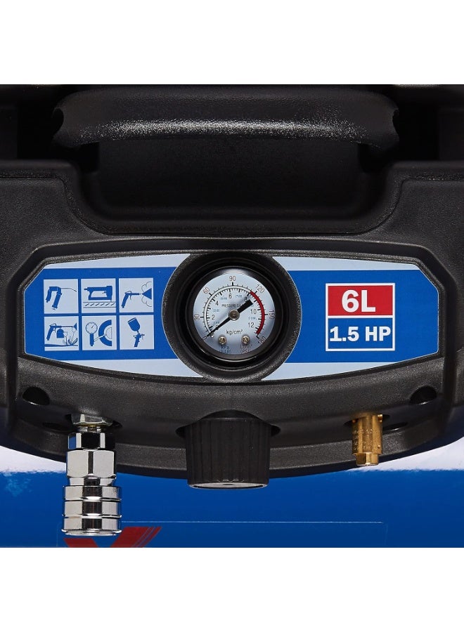 VTOOLS 6 Liter Portable Air Compressor With 1.5 Hp Motor,8 Bar - Image 2